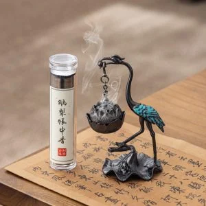 仙鶴蓮花香爐・合金吊爐擺件